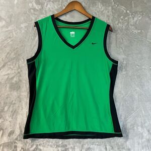 Nike FIT DRY Green and Black Polyester Stretch Mens XLarge Jersey Top Warm Up